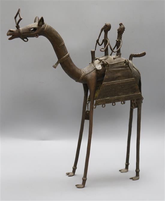 A West African bronze camel group H.52cm